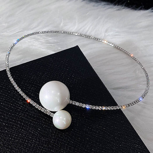 Jeairts Cystal Pearl Choker Necklace Silver Rhinestone Adjustable Necklaces Fashion Necklace Jewelry Party Gifts Costume Accessories for Women and...