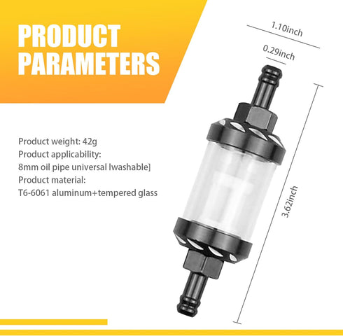 1 PC Automobile Fuel Filter, 3.46" x 1.1" x 0.31" Tempered Glass Transparent Visual Oil Level Filter Cup, Modification Accessories, Compatible wit...