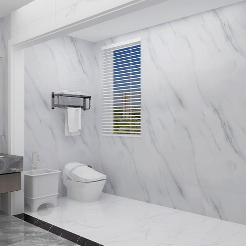 JSEVEM Grey White Marble Wallpaper Peel and Stick 15.74"×118.11" Granite Waterproof Contact Paper Self Adhesive Removable Decor Vinyl Wall Paper S...