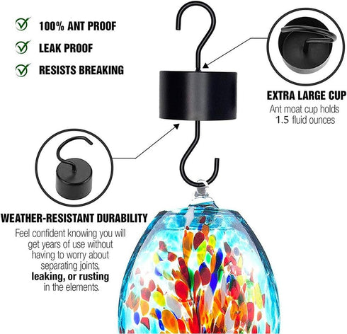 Ant Moat for Hummingbird Feeders 2 Pack Black...