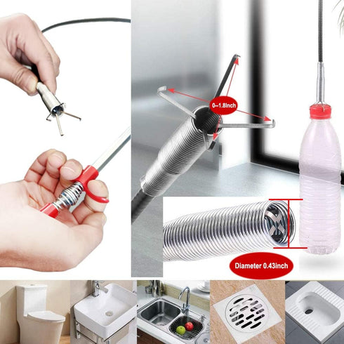 AUSAYE 79 Inch Sink Snake Drain Cleaner Tool for Sink, Drain Clog Remover Snake, Drain Hair Remover, Tube Drain Cleaning...