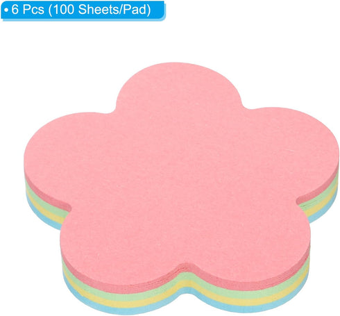 PATIKIL 2.7 x 2.7 Inch Flower Shape Sticky Notes, 6 Pads Cute Self-Stick Memo Pads Bright Colorful 100 Sheets/Pad for Home Office, 4 Colors...