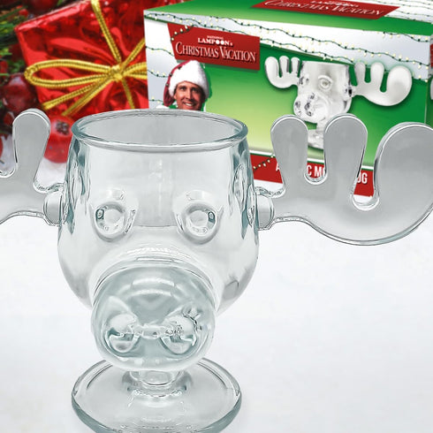 Spoontiques - National Lampoon’s Christmas Vacation Glass Moose Cup - Griswold Moose Mug - 4.5” - 8 Ounce, Glass...