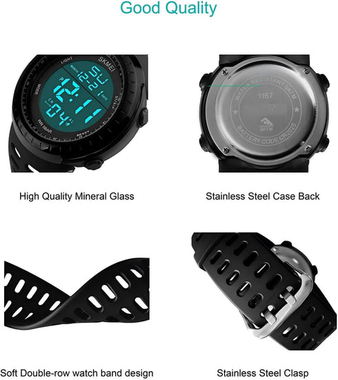LYMFHCH Men's Digital Watch, Sports Waterproof Military Watches for Men LED Casual Stopwatch Alarm Tactical Army Watch...