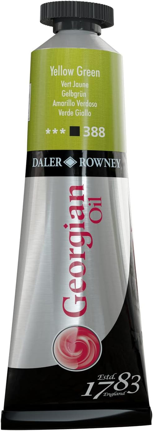 Daler Rowney Georgian Oil Paint Yellow Green 38ml Tube - Art Paints for Canvas Paper and More - Oil Painting Supplies for Artists and Students - A...