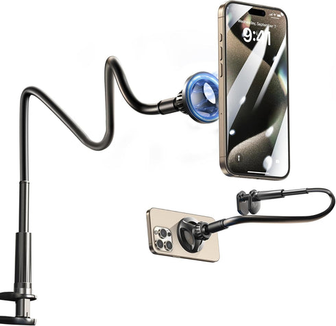 LISEN for Gooseneck Phone Holder for Bed Magsafe Stand,Flexible for iPhone Holder for Desk Magnetic Adjustable Cell Phone Stand Holder for Recordi...