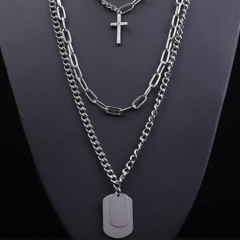 YERTTER Dainty Unique Punk Layering Silver Chain Choker Necklace Boho Jewelry Set Layered Cross Pendant Statement Chunky Chain Necklace for Women ...