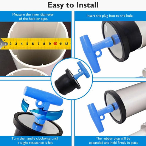 Mechanical Test, Seal & Cleanout Pipe Plug, 2-1/16" to 2-9/16" Expandable Rubber Plug Sewer Cleanout Cap Cover for DWV Testing, Boat Handle Drain ...