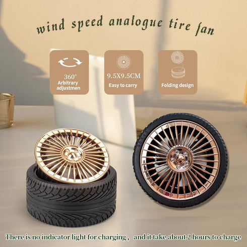 Rechargeable Mini Tire Fan, 3-Mode Portable Cute Toy Fan, Summer Indoor Desktop Fan As A Small Gift for Friends, Creative Wheel Small Fan....