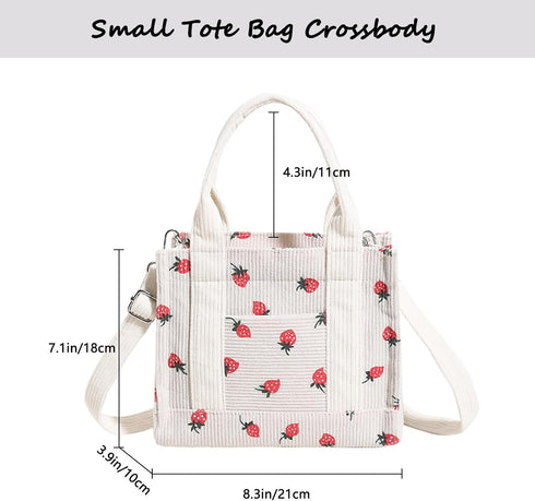 Corduroy Tote Bag Small Crossbody Bag Purse for Women Zipper Closure Shoulder Bag Satchel Bag Casual Hobo Handbag...