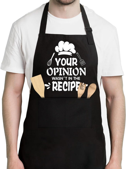 Your opinion Your opinion is not in the recipe, Fun Women's Apron (Black) with 2 Tool Pockets, One Size Fits All, Adjustable Straps, Cooking, Gril...