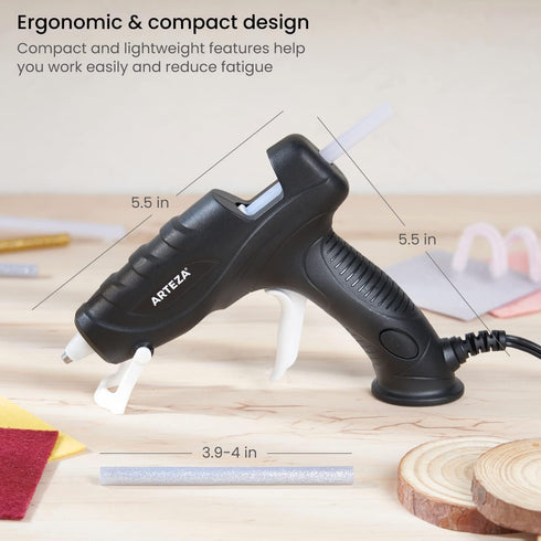 ARTEZA Mini Glue Gun for Crafting, 20W, 30 Clear and 10 Glitter Glue Sticks, Built-in Stand, Craft and Scrapbooking Supplies...