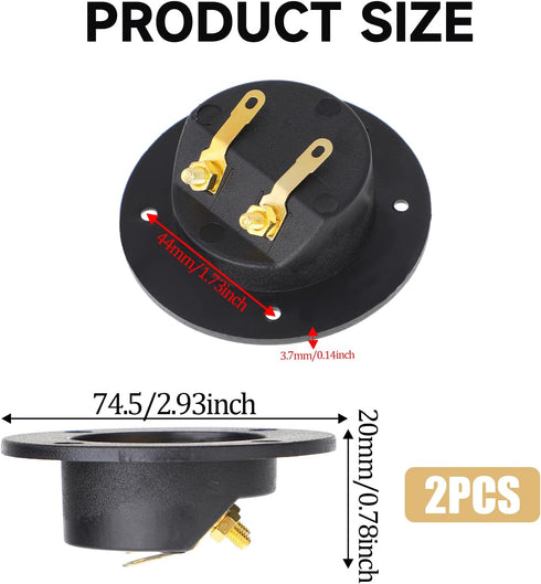 2 Pcs Speaker Sub Box Terminals Cup for Subwoofer Box Black 3 Inch Round 2-Way Spring Loaded Jacks Wire Connector Binding Post Cup Connector Subwo...