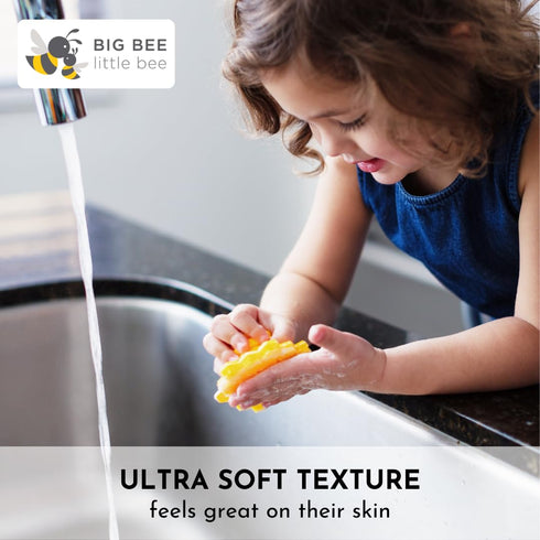 Big Bee, Little Bee - Kids Original ScrubBEE, 100% Silicone Childrens Bath Scrubber, Promotes Effective Independent Hand & Body Washing, As Seen o...