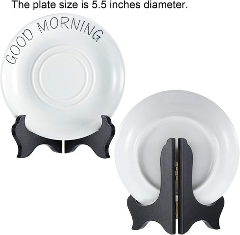 Tatuo 4 Packs Wooden Display Stand Decorative Plate Stands for Display Picture Frame Holder Easels(Black,4 Inch)...