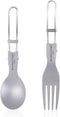 iBasingo Titanium Spork Spoon Fork Knife with Folding Handle Ultralight Dinnerware Utensils for Camping Outdoor Picnic Hiking Travel Home use...
