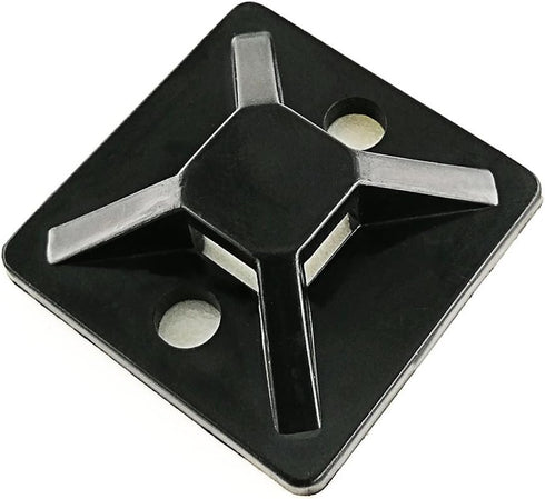 HS Cable Tie Mounts Self Adhesive with Screw Hole Zip Wire Tie Mounting Base Holder (100 Pack) Squares 1x1 Inch,Black...
