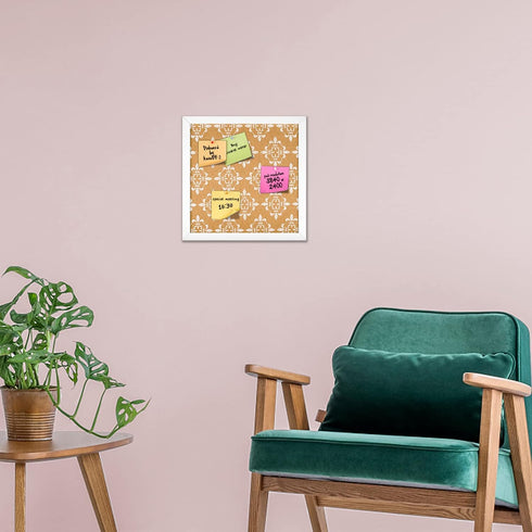 Decorative Cork Board for Walls, Square Bulletin Board with Floral Print, White Framed Pin Board Vision Board for Office School Bedroom and Dorm R...