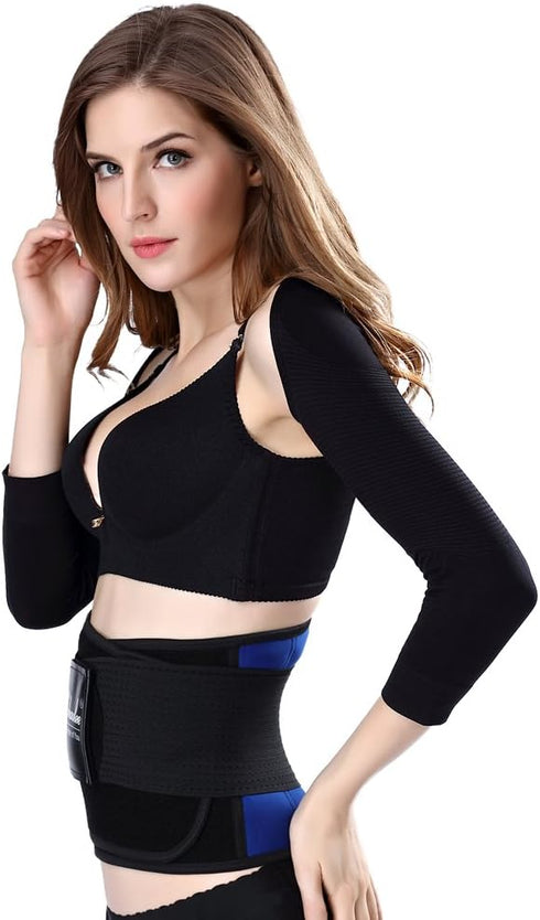 Gudessly Women's Slimming Arm Shapers Back Shoulder Support Wrap Correct Posture Corrector Humpback (M(fit US XS), Black)...