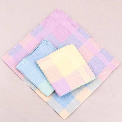 HOULIFE Handkerchiefs for Women, Soft Cotton Ladies Checkered Pattern Hankies with Stripe Candy Color 6/12PCS...