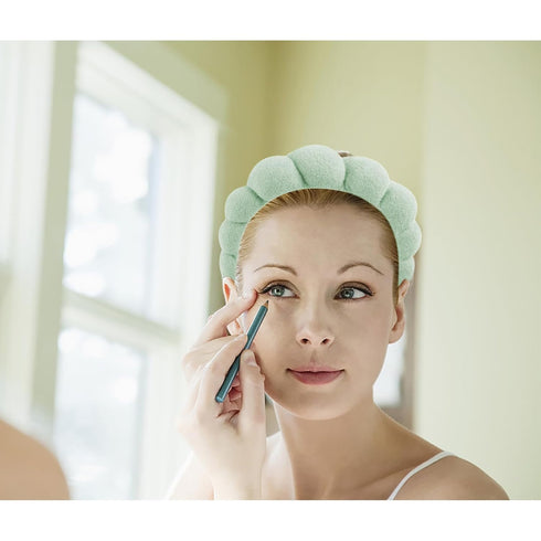 Spa Headband For Washing Face, Makeup Bubble Skin Care Hairhand, Puffy Grwm Get Ready Hair Band, Preppy Skincare Self Care Gifts For Women Teen Gi...