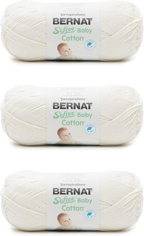 Bernat Softee Baby Cotton Cotton Yarn - 3 Pack of 120g/4.25oz - Blend - 3 DK (Light) - 254 Yards - Knitting/Crochet......