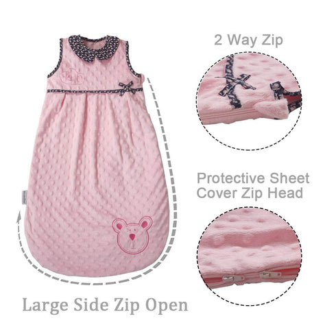 Baby Wearable Blanket Sleep Sacks 6-12 Months Sleeping Bag Infant Sleeveless Kids Winter Blanket Sack 9-18 Months Girl Soft Dot Velour Toddler Adj...
