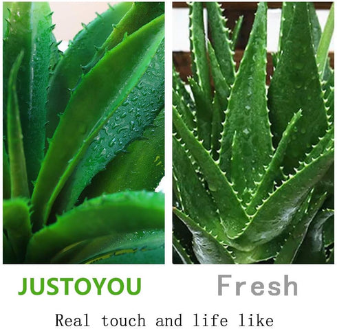 JUSTOYOU Large 12.5" Artificial Succulents Aloe Plants Real Touch Fake Flowers Unpotted for Home Wedding Festival Arrangement (1, Green)...