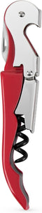 True Brands TrueTap Double Hinged Waiters Corkscrew, Top-notch Stainless Steel Opener with Foil Cutter Built to Last Wine Key Red, Set of 1...