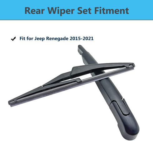 Rear Window Wiper Arm & Blade Replacement for Jeep Renegade 2015-2021 Rear Windshield Wiper Arm & Blade, Factory OE Style Rear Window Wiper Arm Bl...