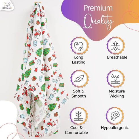 Muslin Swaddle Blanket for Unisex, Soft Breathable and Skin-Friendly Baby Swaddles for Boys & Girls, Newborn Receiving Blanket, Christmas Blankets...