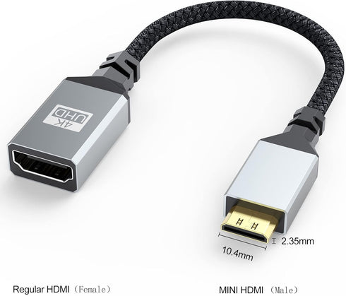 Mini HDMI to HDMI Adapter, 4K HDMI Female to Mini HDMI Male Cable Adapter Compatible for Raspberry Pi W, DSLR Camera, Graphics Card, Laptop, HDTV,...