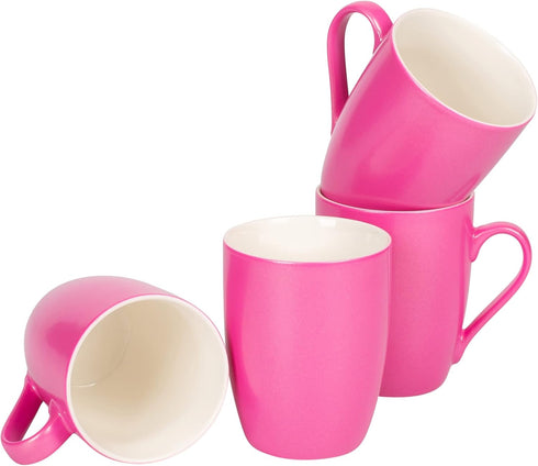 Elanze Designs Princess Pink Glossy Finish 10 Oz. New Bone China Coffee Cup Mug Set of 4...