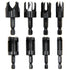 8Pcs Wood Plug Cutter, Carbon Steel Straight and Taper Claw Drill Bit Set Woodworking Hole Saw Cutting Tool 1/4" 3/8" 1/2" 5/8" (Metric 6mm 10mm 1...