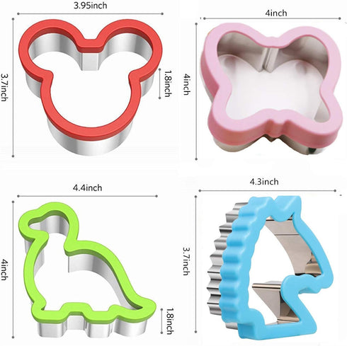 Sandwich Cutter Set Fruit Cutters Bread Cutout Shapes for Kids Lunch Butterfly Dinosaur Unicorn Mousehead Food Shaped Cookie Cutters 13 Pack for B...