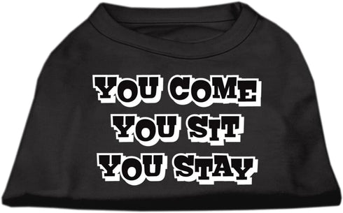 Pet Dog & Cat Shirt Screen Printed, You Come, You Sit, You Stay Bright Pink 2XL (20-25 lbs.)...