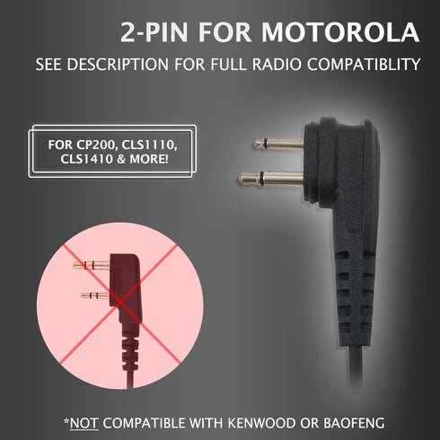 1-Wire C-Shape Swivel Earpiece Headset with PTT Button Mic for Motorola Two-Way Radio Walkie Talkies Mag One BPR40, CP185, CP200D, CLS1110, CLS141...