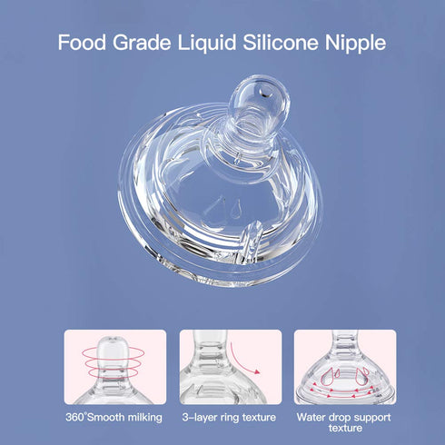 POTATO Glass Baby Bottles, Anti-Colic Breastfeeding Bottles with Fast Flow Nipple, Suitable for Babies 6-12 Months, 2 Replaceable Nipples, 8 oz, P...