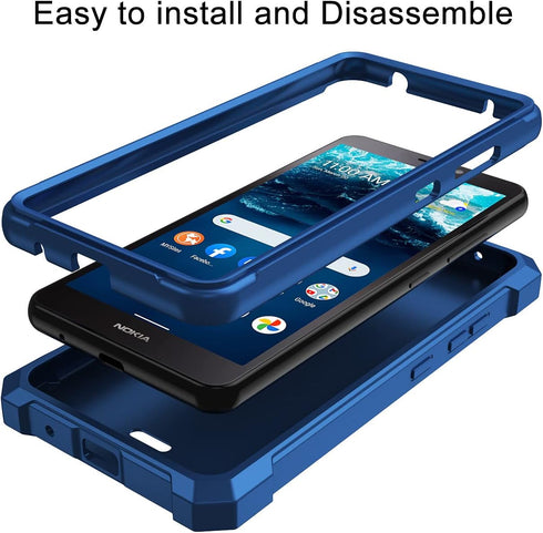 for Nokia C100 case, with Tempered Glass Screen Protector 360 Full-Body Soft TPU Bumper Shockproof Silicone Protective Phone Cover Case for Nokia ...