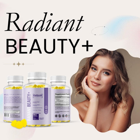 Radiant Beauty+ 200mg Hydrolyzed Collagen Gummy, Hair Skin and Nails, Biotin 2500mcg, Vitamin C, Vitamin E, Lemon Drop Flavor, 60 Count...
