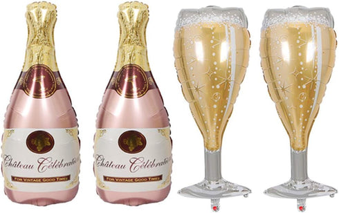 Champagne Bottle Balloons Champagne Glass Balloon Mylar Foil Balloons Birthday Engagement Bachelorette Party Bridal Shower Wedding Celebration Ann...