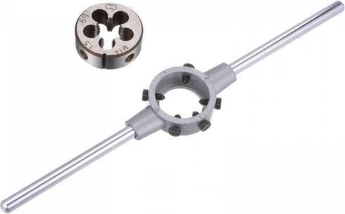 uxcell Die Stock Handle Wrench Set, M14 x 1.5 Threading Round Die and 38mm (Fit M12-M16 Dies) Holder Adjustable Wrench Hand Tool...