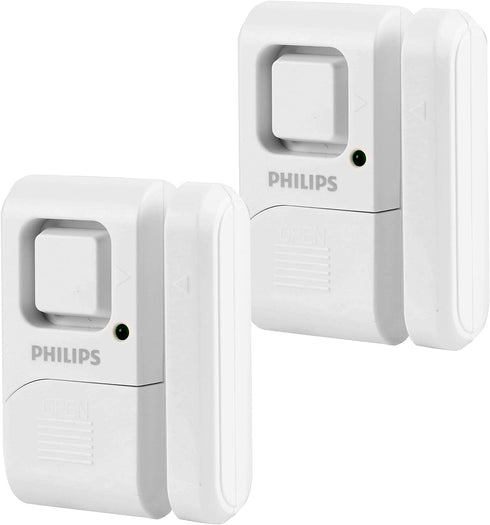 Philips Personal Security Window and Door Alarm, 2 Pack, DIY Protection, Burglar Alert, Wireless, Chime/Alarm, Easy Installation, Ideal for Home, ...