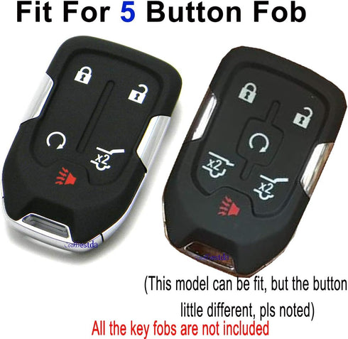 Coolbestda 5Buttons Smart Rubber Key Fob Remote Cover Keyless Entry Case Protector Skin for 2019 2020 2021 2022 GMC Acadia Terrain Yukon Chevrolet...