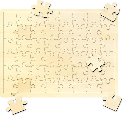 48 Piece Blank Puzzle with Puzzle Tray to Draw on, Each Piece is Unique, Custom Puzzle 14.2x10.6 Inches for Crafts & DIY, Make Your Own Wooden Jig...
