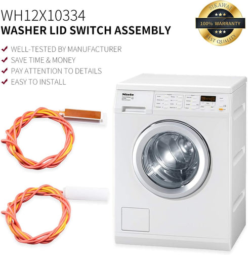 Upgraded WH12X10334 Lid Switch Washer Lid Switch Assembly by Sikawai Fit for GE Hot-point Washer Replaces AP3968471 1256927 AH1482372 EA1482372 PS1482372