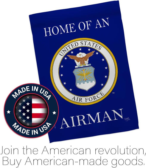 Breeze Decor Home of Airman Garden Flag Armed Air Force USAF United State American Military Veteran Retire Official House Decoration Banner Small ...