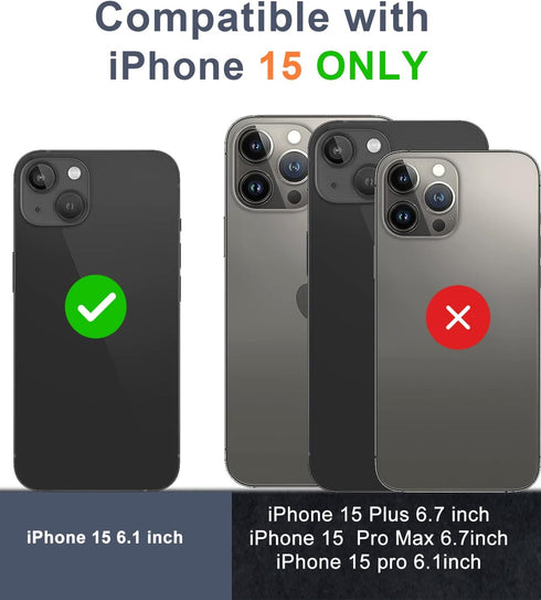 Design for iPhone 15 Case Waterproof 6.1‘’, Full Body Protective Shockproof Dustproof Phone Case for iPhone 15 - with Screen Protector (Black)...