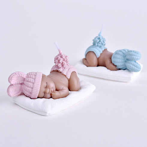 Birthday Candle Brown Sleeping Baby Cake Topper Candle for Party Baby Shower and Wedding (Pink)...