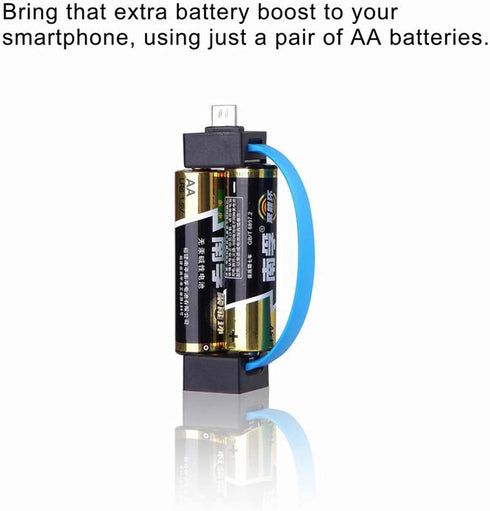 CACACOL Portable Magnetic AA/AAA Battery Phone Emergency Charger with MicroUSB-Lightning Adapter and MicroUSB-TypeC Adapter Suit for Cell Phone Sm...